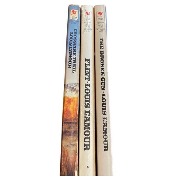 Lot Of 3 Louis L Amour Western Paperback Books Flint Crossfire Trail Vintage - Picture 3 of 13